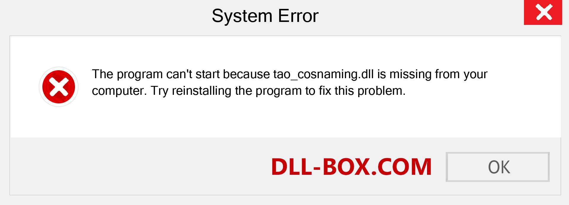  tao_cosnaming.dll file is missing?. Download for Windows 7, 8, 10 - Fix  tao_cosnaming dll Missing Error on Windows, photos, images